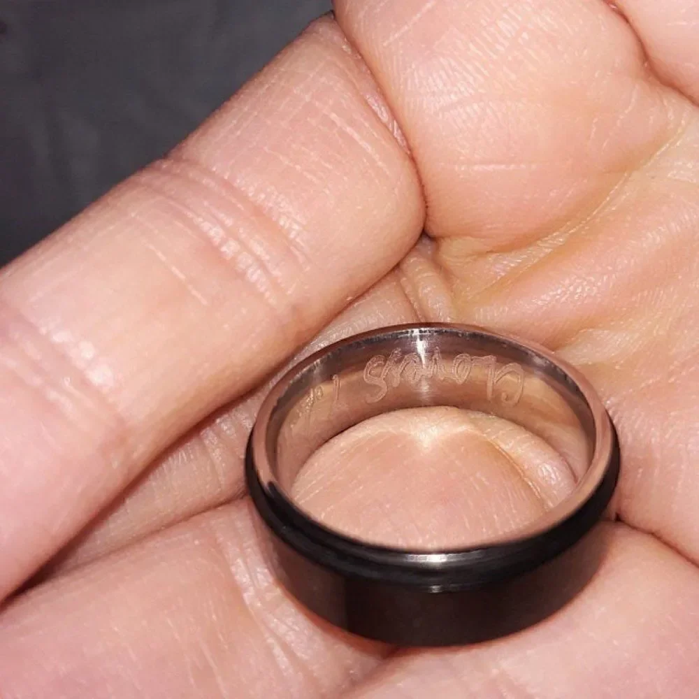 Men's Black Spinner Wedding Ring - Men's Fidget Spinner Ring - Mens Worry Ring